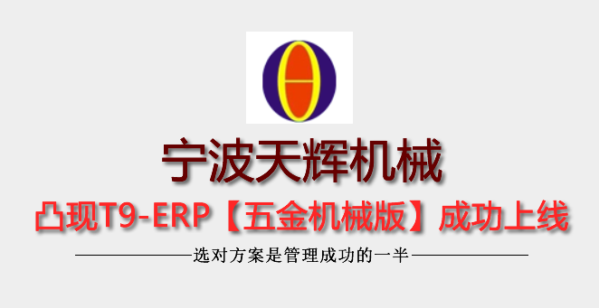 宁波天辉机械有限公司凸现T9-ERP上线